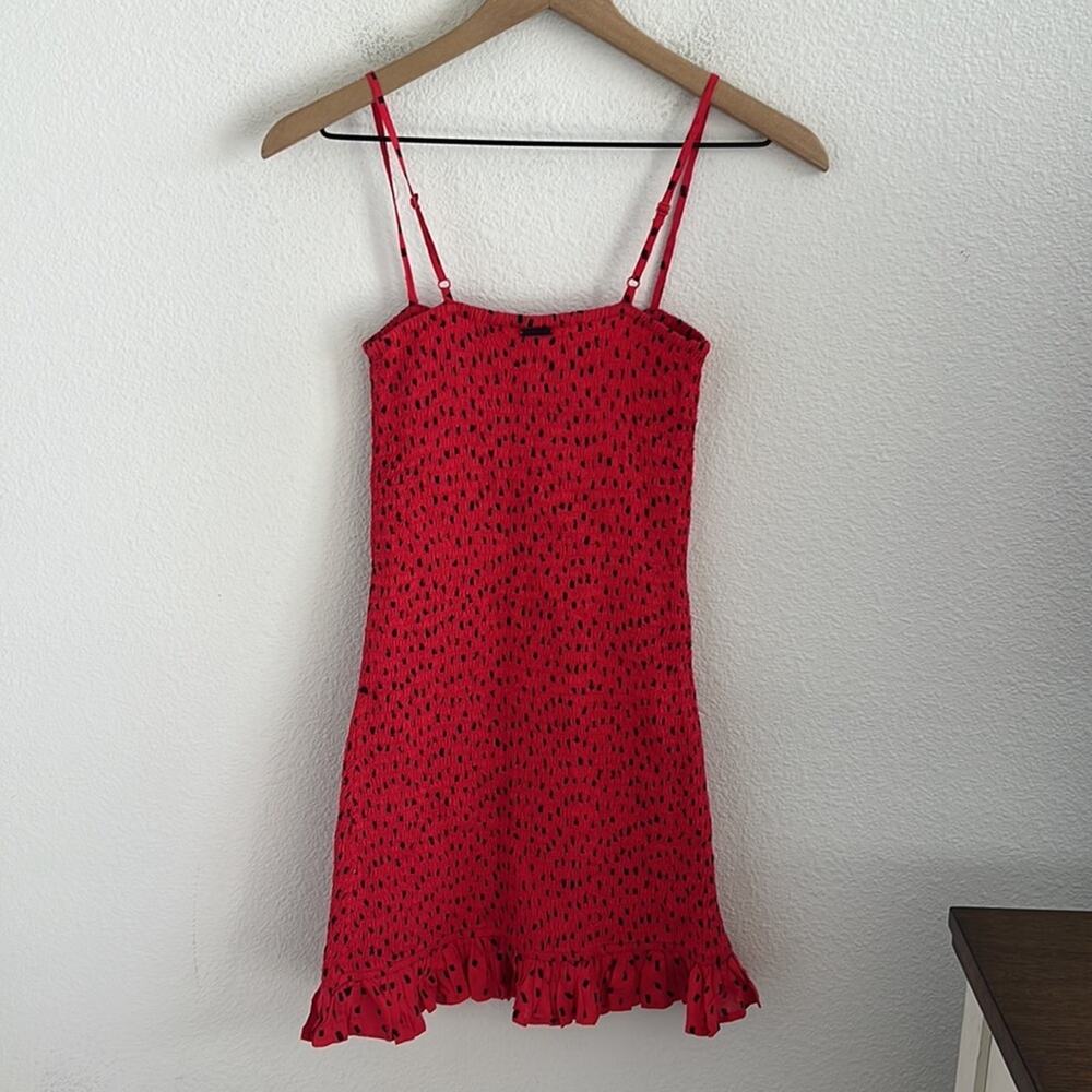 Billabong X Sincerely Jules Collab Playing for Keeps Dress Smocked Red Black XS - Picture 8 of 8